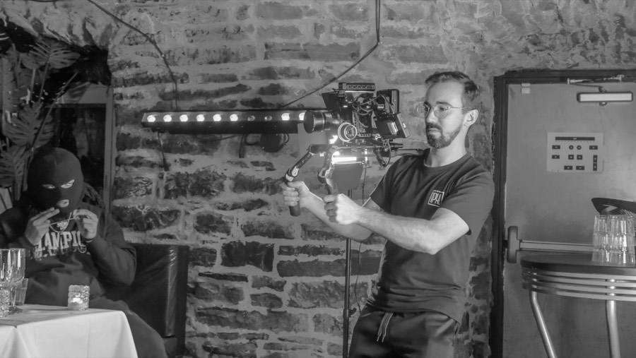 LED tube lighting rig on set
