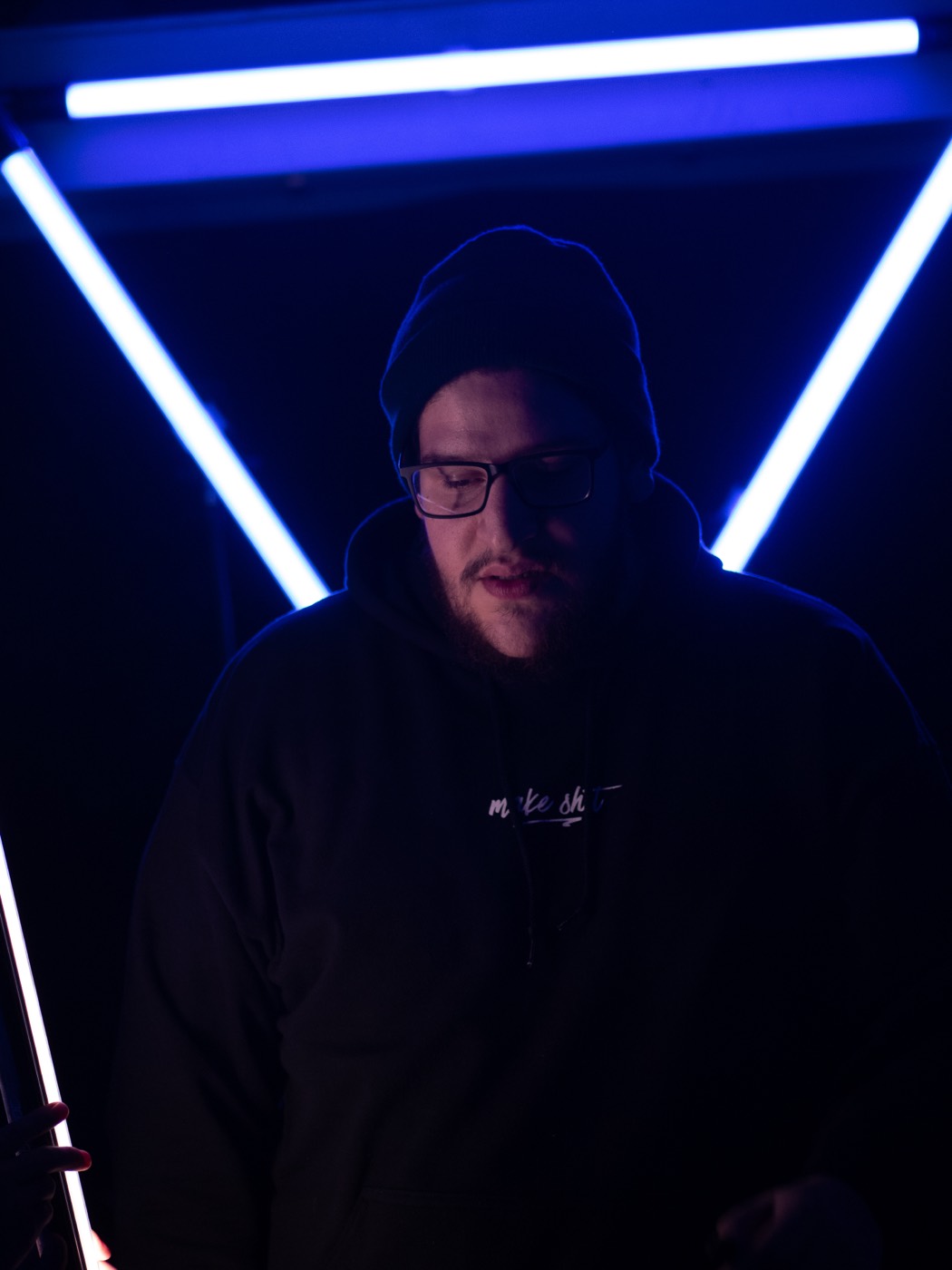 Mark Doummar — portrait with LED light tubes